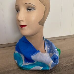 VTG 1960s Silk Infinity Scarf Smoke Ring Vera OS